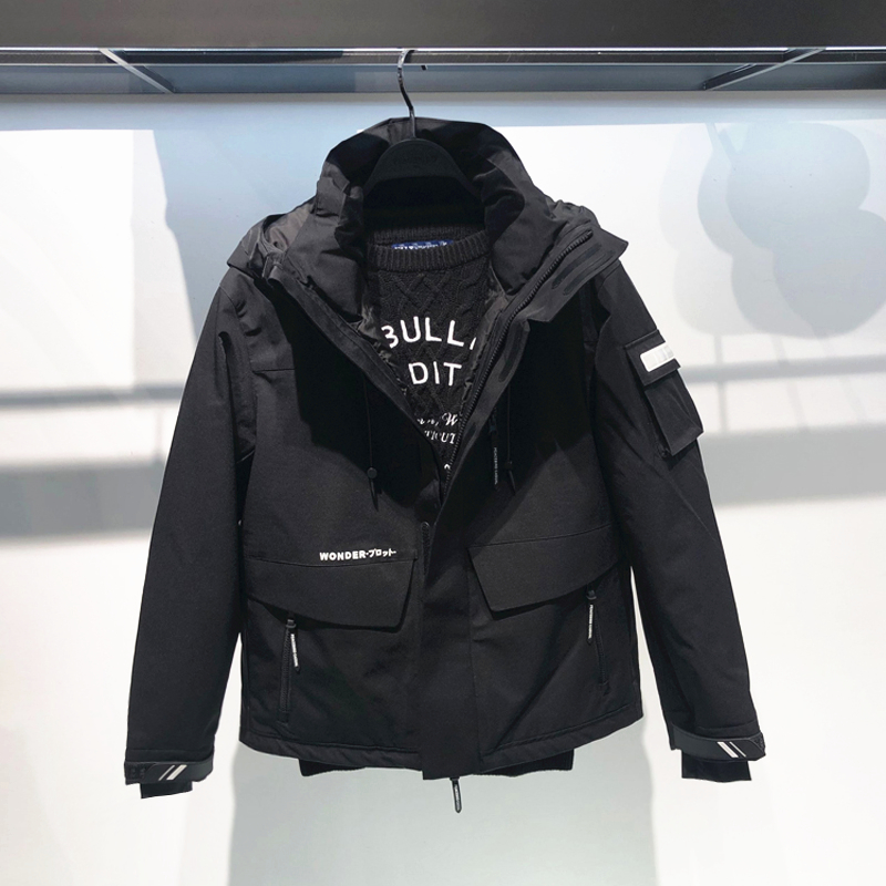 2021男士冬装新款黑色白鸭绒外套b2aca4354 加厚保暖工装羽绒服男