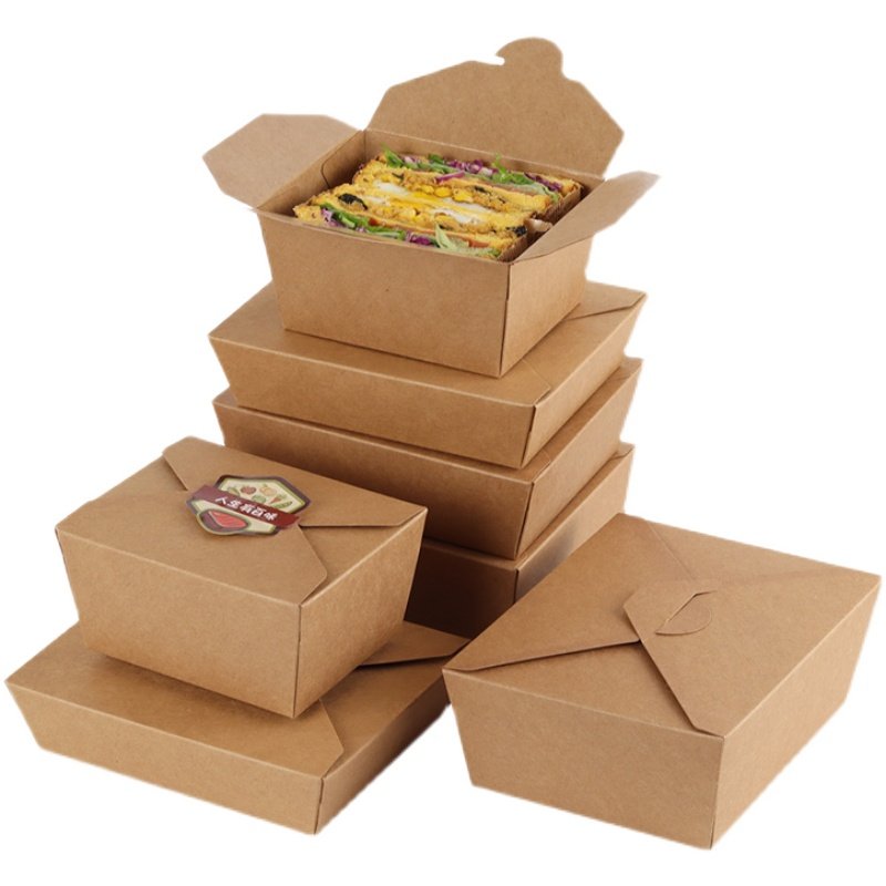 牛皮纸餐盒一次性外卖长方形打包饭盒炒饭炸鸡纸盒一次性餐盒