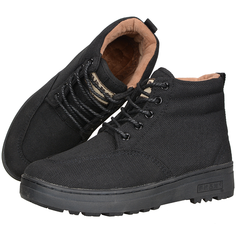 野战基地冬季加绒解放棉鞋保暖厚胶底防滑耐磨防寒工地劳保帆布靴