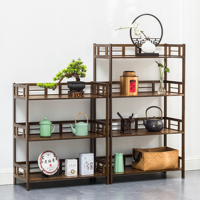 茶水架置物架子楠竹实木多层茶叶柜落地收纳架储物架泡茶台茶柜架