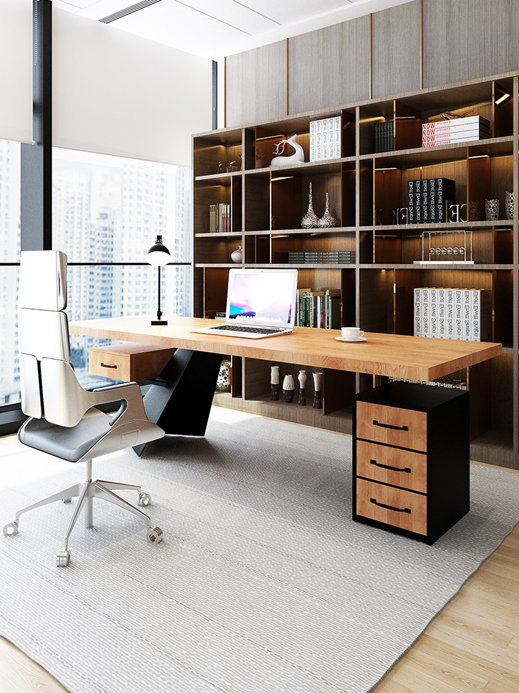 办公桌loft北欧实木老板办公室总经理工业风创创意大班台