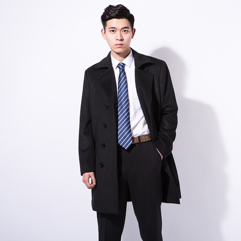 大衣帝蒙羊毛毛呢男士正装中长双排职业冬季毛呢大衣