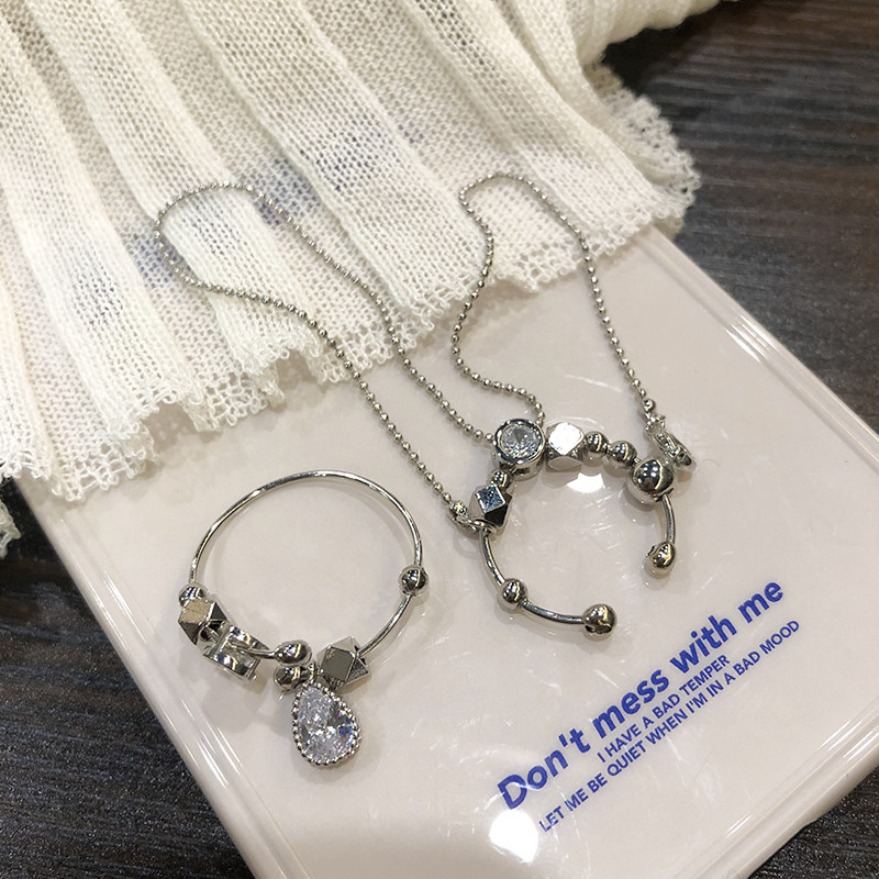 网红个性夸张开口戒指女小众设计ins潮食指时尚链条流苏蹦迪指环