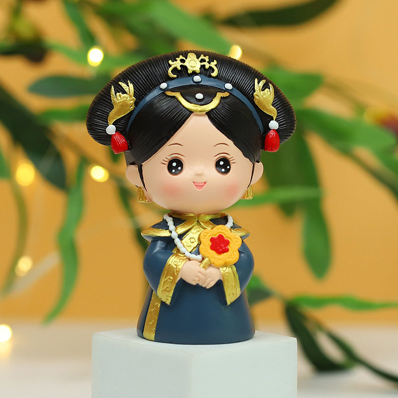 妈妈奶奶生日蛋糕装饰母后大人拿扇皇后娘娘皇上摆件节日装扮用品