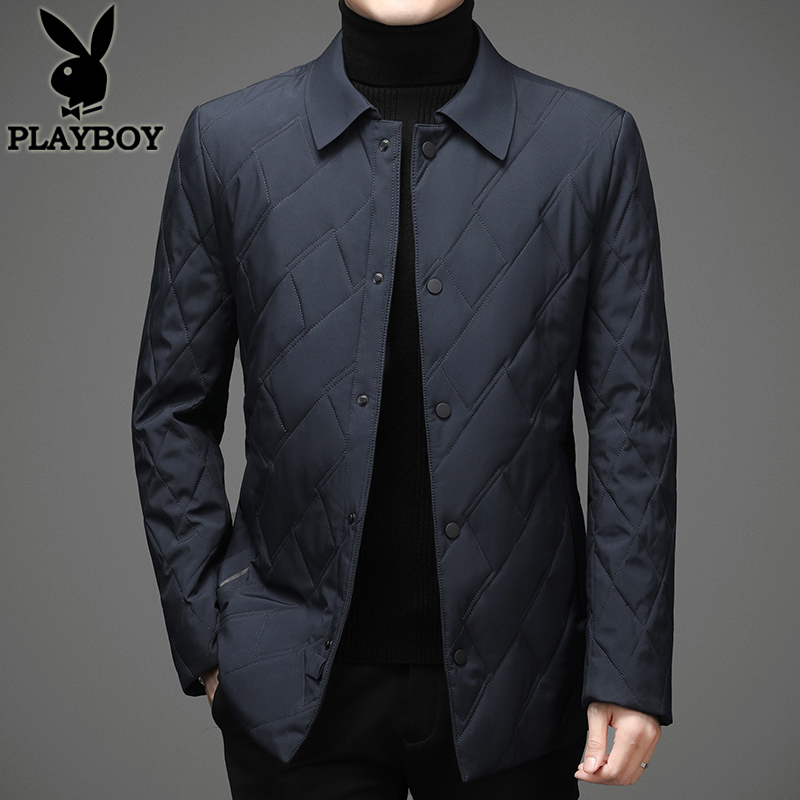 花花公子羽绒棉服男商务冬季棉袄中老年男士保暖棉衣加厚爸爸外套