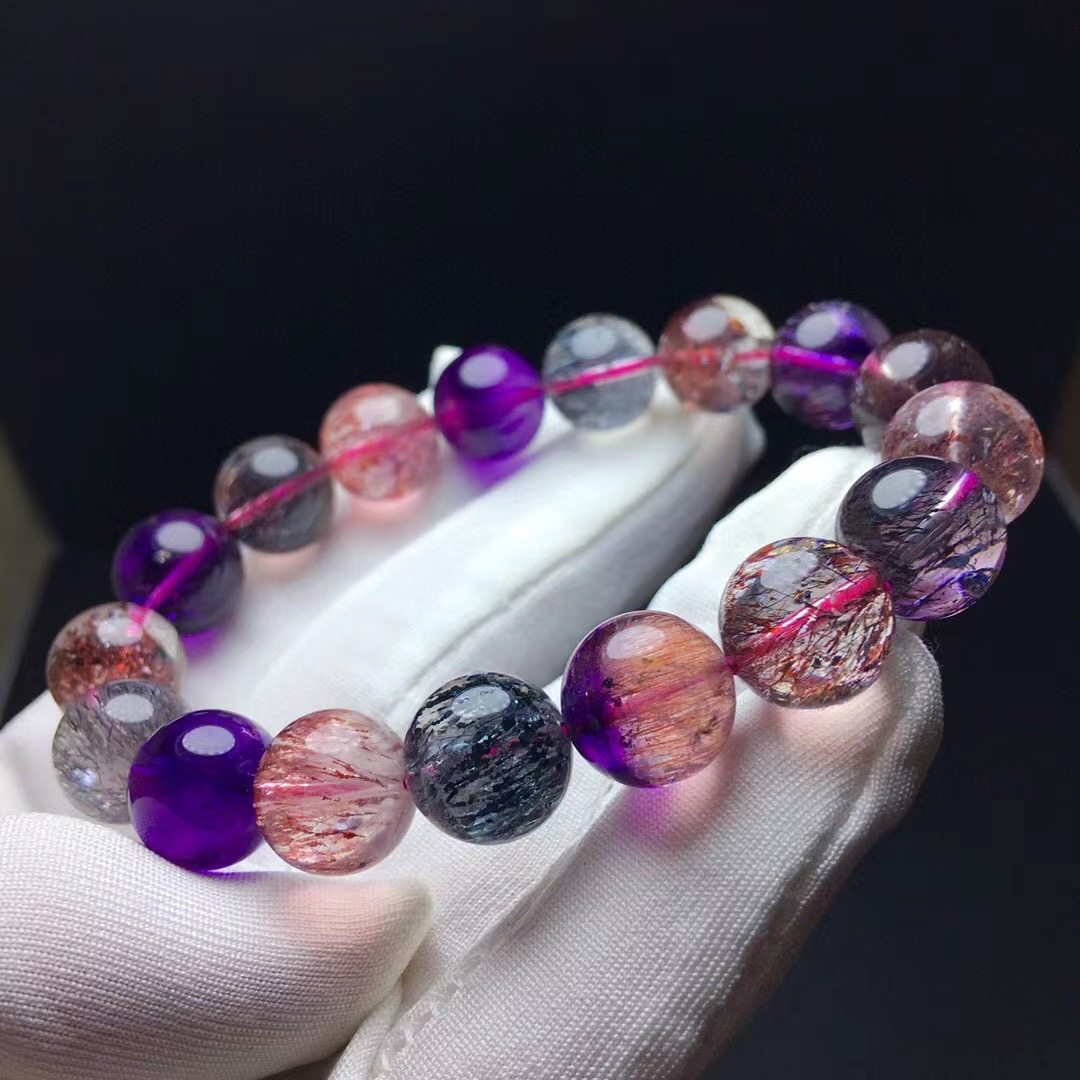 魅晶天然水晶晶体通透草莓手链多彩发晶款手串手链