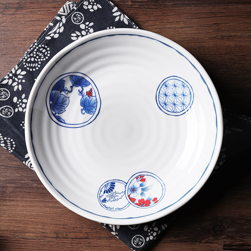 顺祥陶瓷家用大号盘子餐具日式和风鱼盘精致套装组合青花平盘圆盘