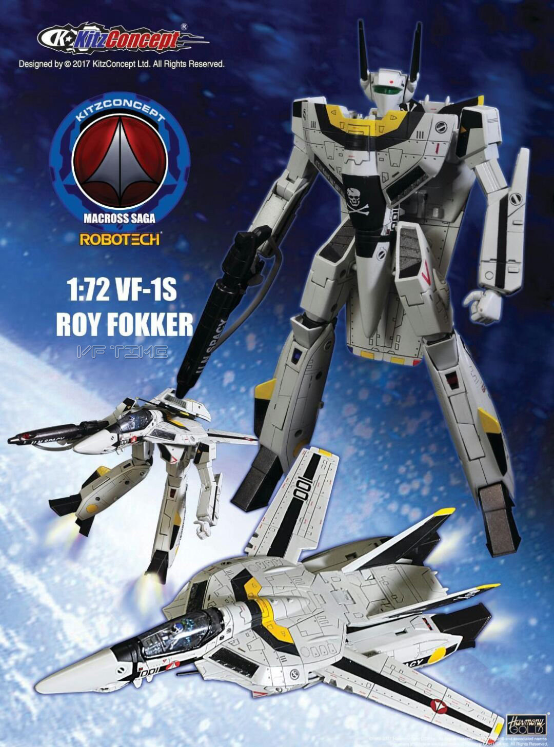 正版kc授权kitzconcept太空堡垒超时空要塞vf1s福卡机修太空堡垒模型