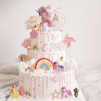 网红梦幻小马宝莉女孩周岁满月卡通创意生日蛋糕成都同城配送新鲜蛋糕