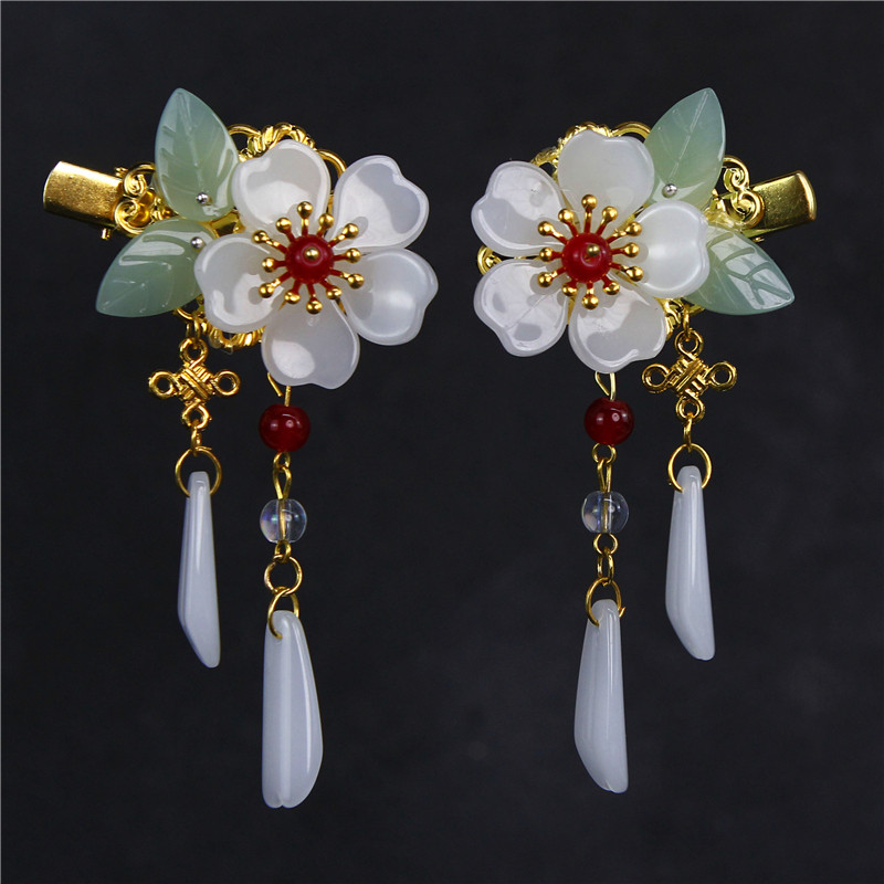 汉服发夹头饰古风简约盘发花朵发钗日常手工发饰