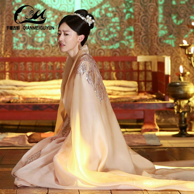 黄梦莹梦莹素锦同款女古装妃子古代贵妃汉服演出服民族服装