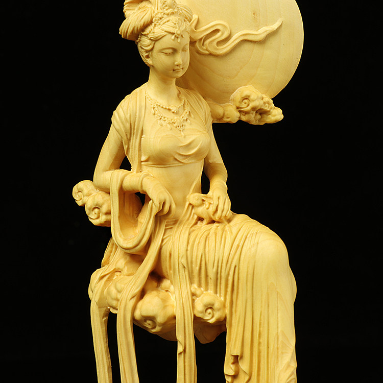 黄杨木装饰仕女人物古典实木摆件美女客厅家居摆件