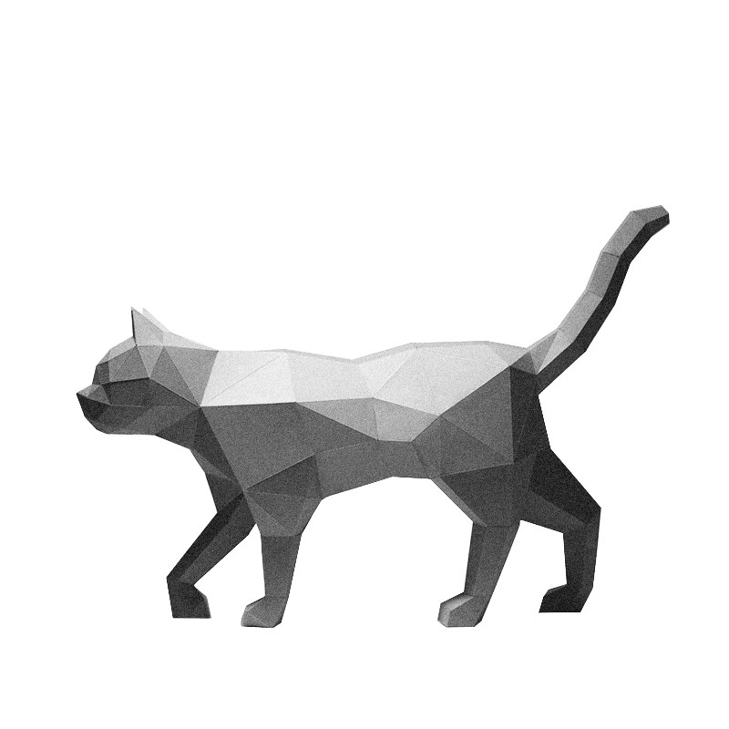 厘米闲庭信步猫咪身比几何多边形动物装饰落地其他类型纸模