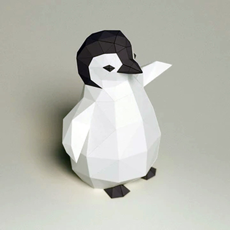 可爱爱的小企鹅南极南极海海洋动物落地立体纸艺动漫游戏纸模