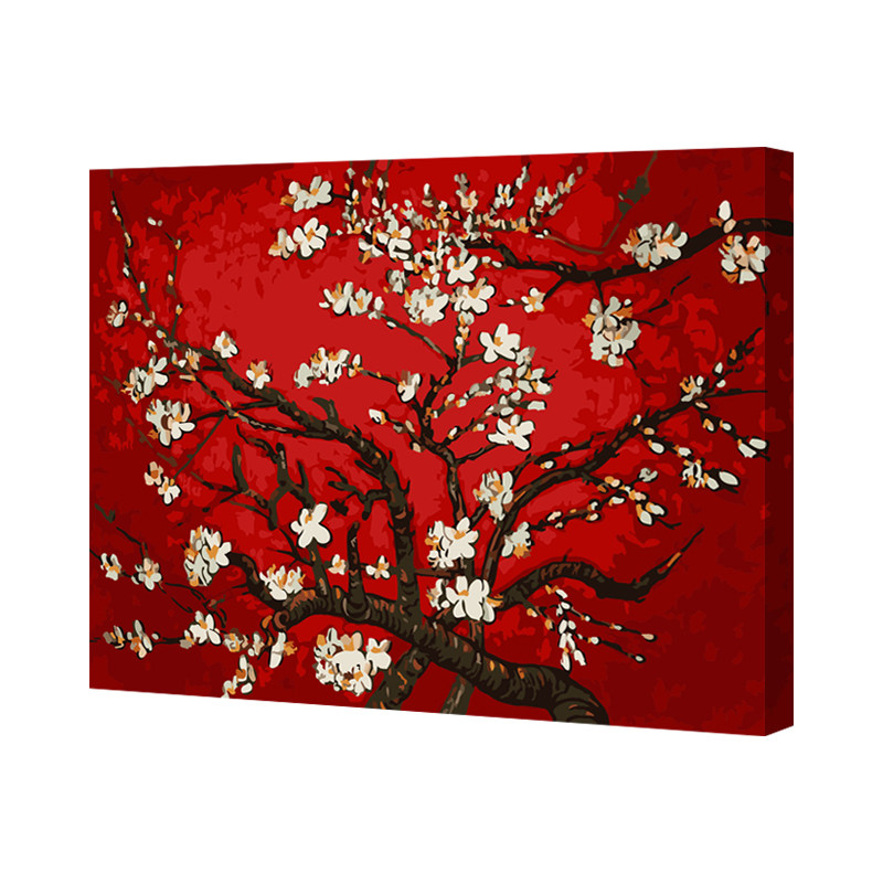 diy手绘数字油画装饰画客厅静物花卉加厚ms8845红色diy