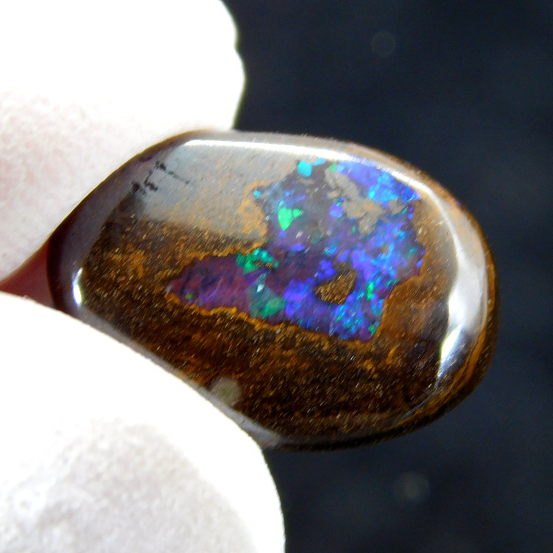 天然变彩黑欧泊裸石4.45克拉宝石项链吊坠椭圆随形包邮赠国检证书