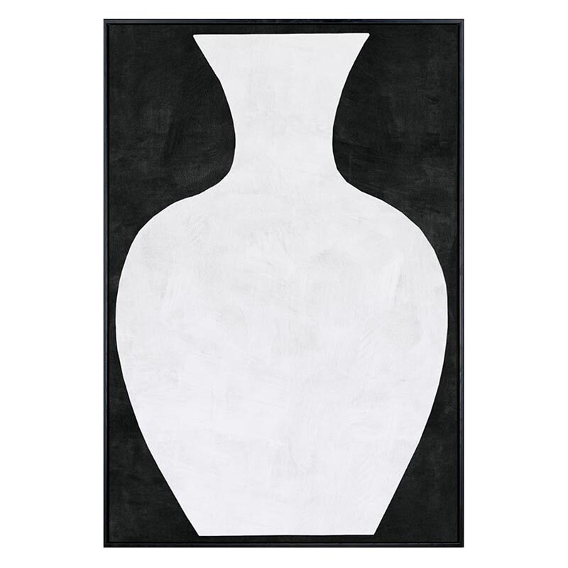 现代简约黑白花瓶侘寂赤贫装饰画客厅餐厅背景墙挂画现代装饰画