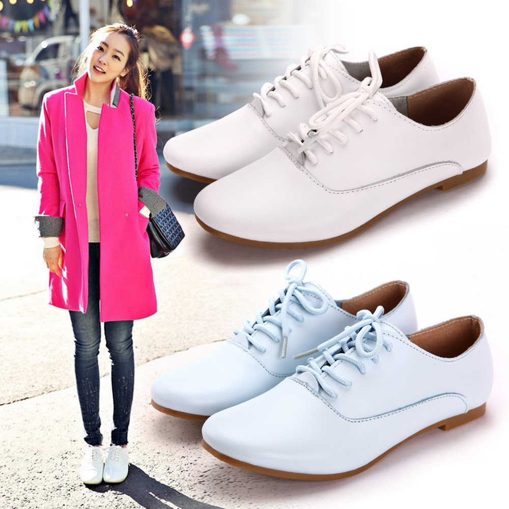 公猴韩版小白鞋女春真皮休闲鞋单鞋春女鞋白色百搭平底小皮鞋学生