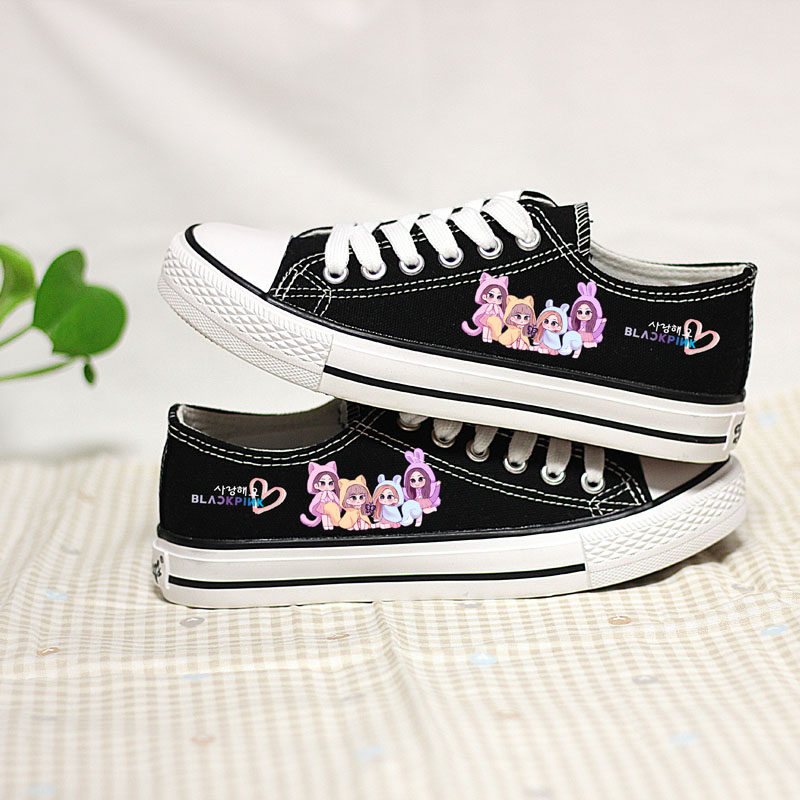 blackpink周边应援同款金智智秀朴彩lisa低帮帆布帆布鞋