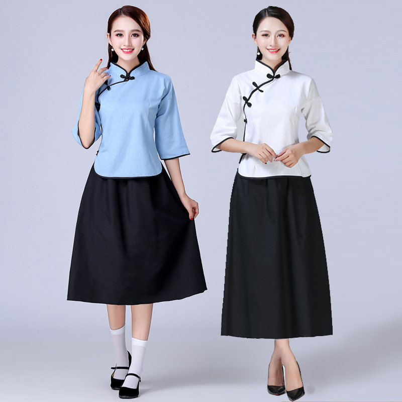 民国学生装女五四青年装民国风女装中山装男班服毕业合唱表演服装
