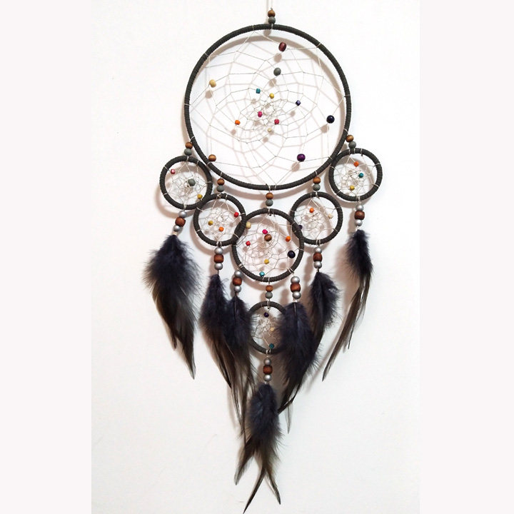 dream catcher印第安捕梦网 送礼挂件手工挂饰生日礼物灰色七圈款