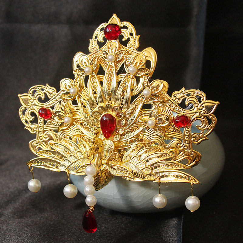 立体汉服发坦领古风头饰发冠凤凰发饰婚礼古装发饰