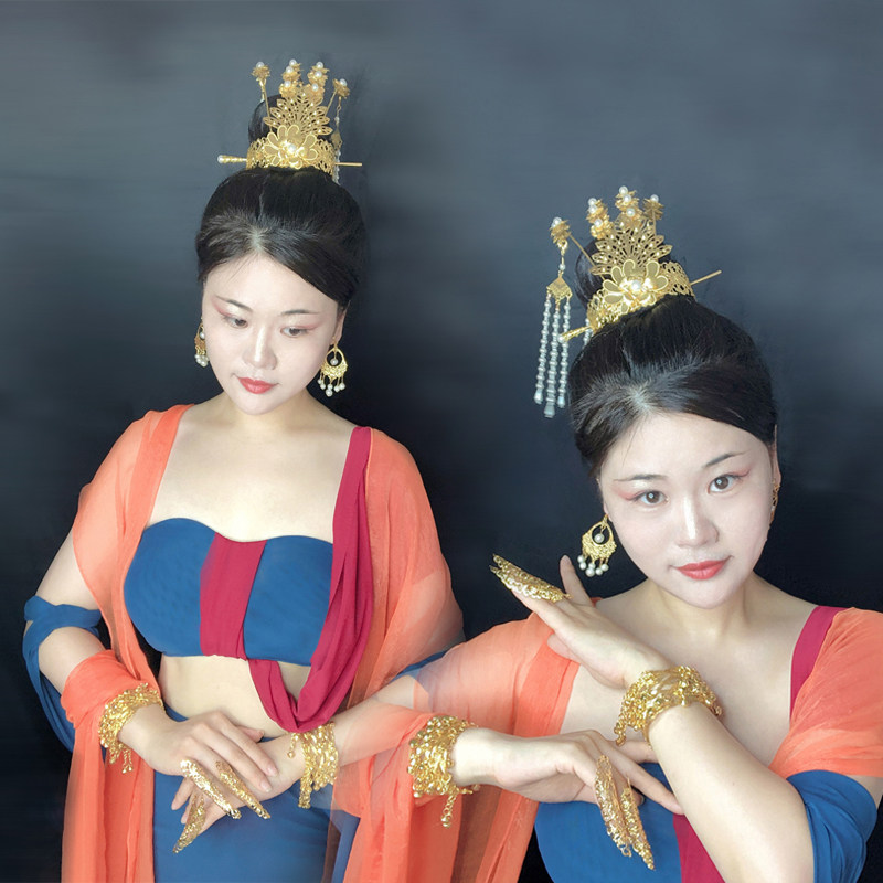 敦煌飞天舞头饰嫦娥琵琶舞发玉兔发饰古风汉服发饰