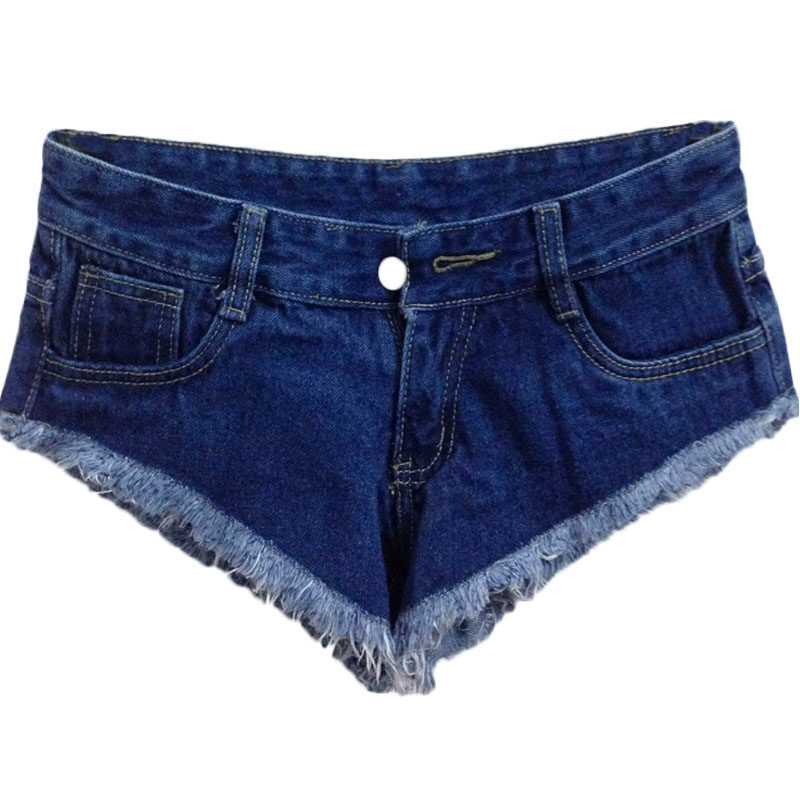 低腰牛仔短裤女夏超短显腿长性感修身显瘦三角形露臀毛边牛仔热裤