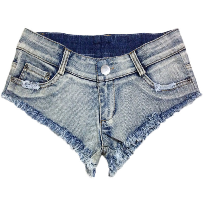 超短裤女夏新款夜店性感牛仔短裤超三角毛边破洞包臀紧身低腰热裤