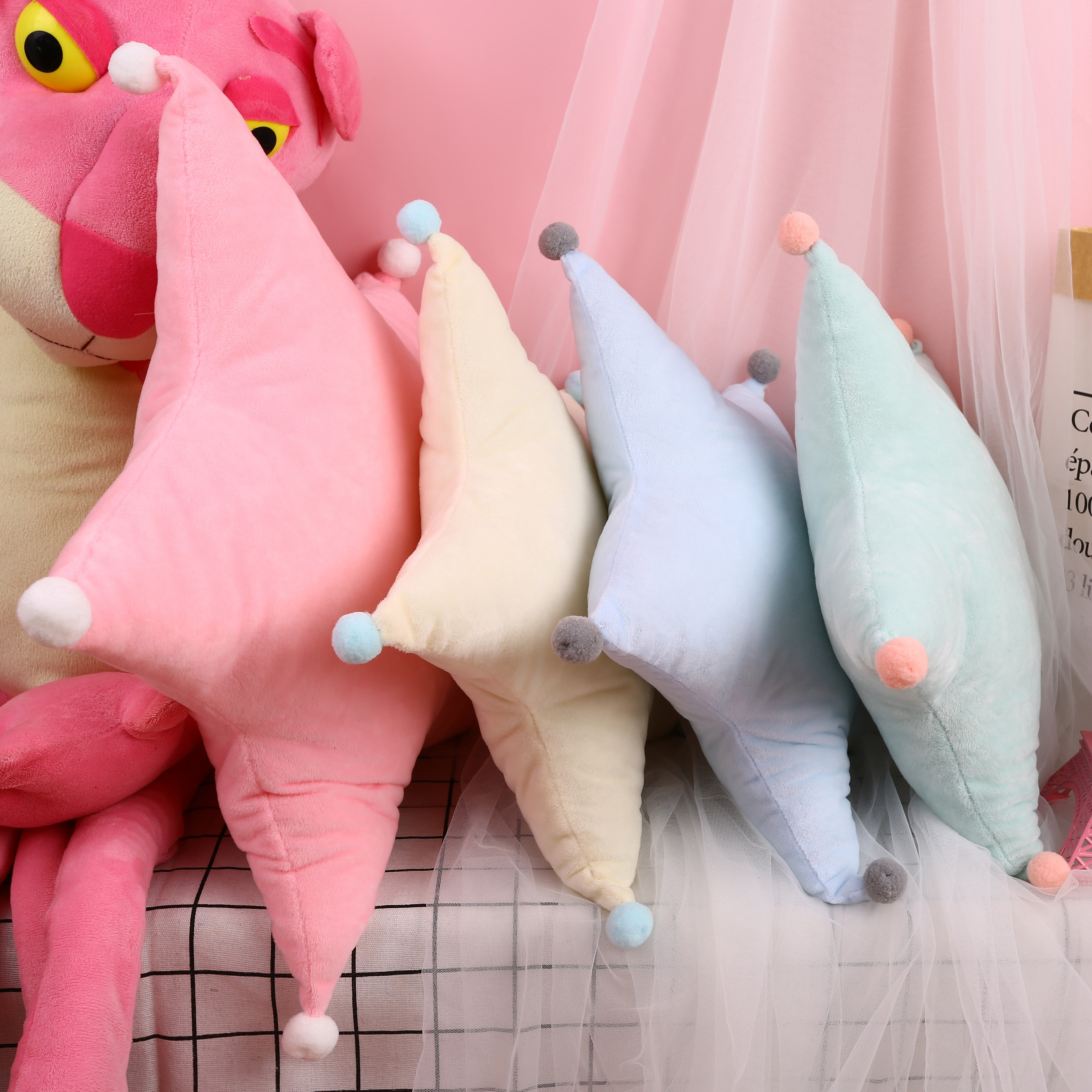 手工抱枕制作diy材料包创意ins星星布艺毛绒靠枕床枕成人闲时手工