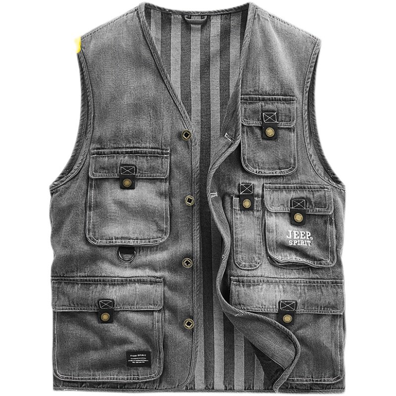 jeep旗舰店牛仔马甲宽松工装大码纯棉春秋款多背心