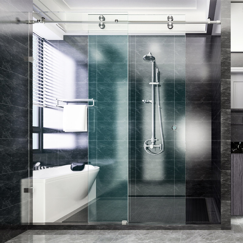 浴室一字字型推拉门吊轨淋浴移动钢化玻璃冲凉洗手间定制淋浴拉门