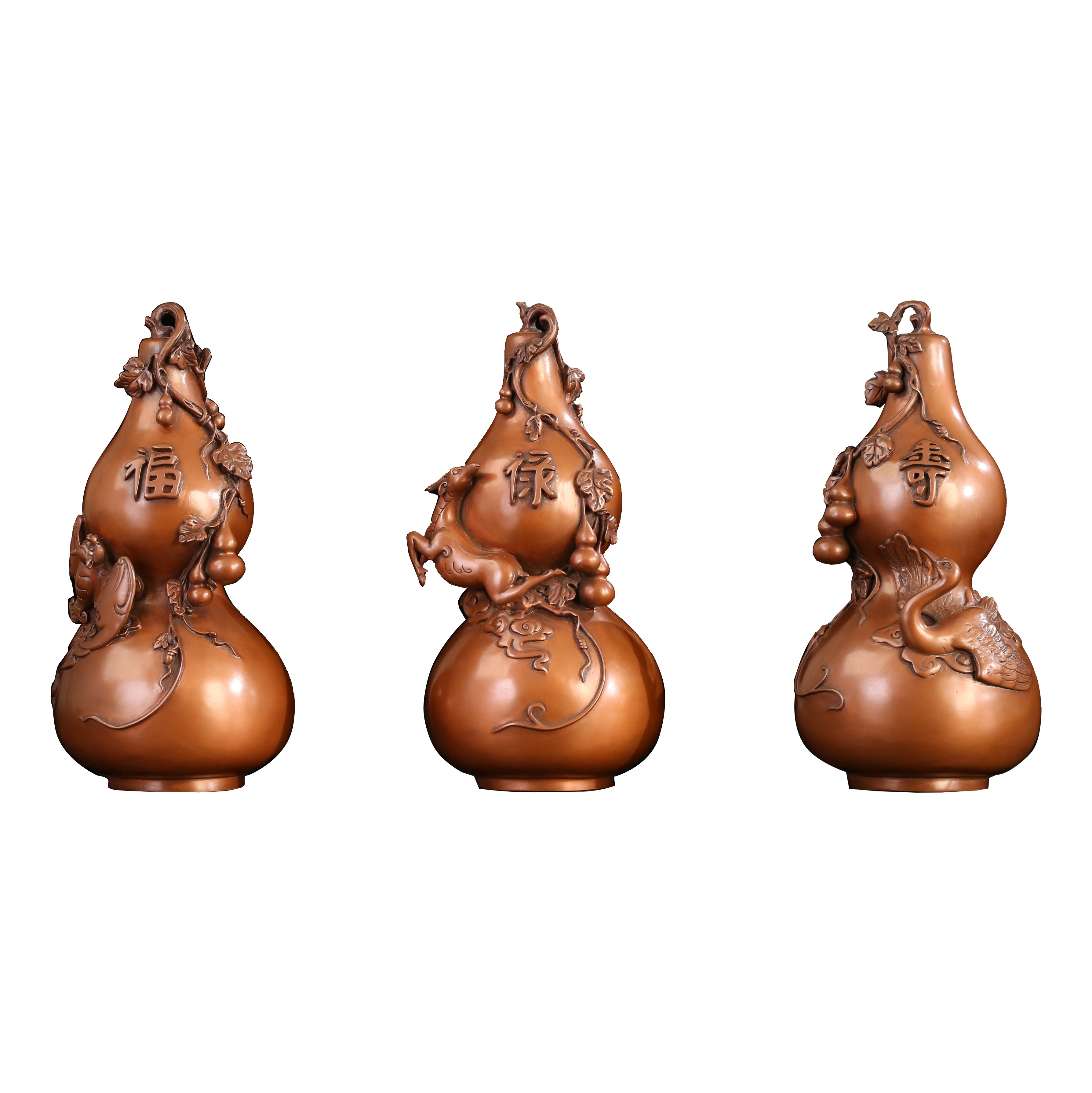 匠泽铜魂紫铜福禄寿葫芦摆件家居客厅办公室工艺品摆件