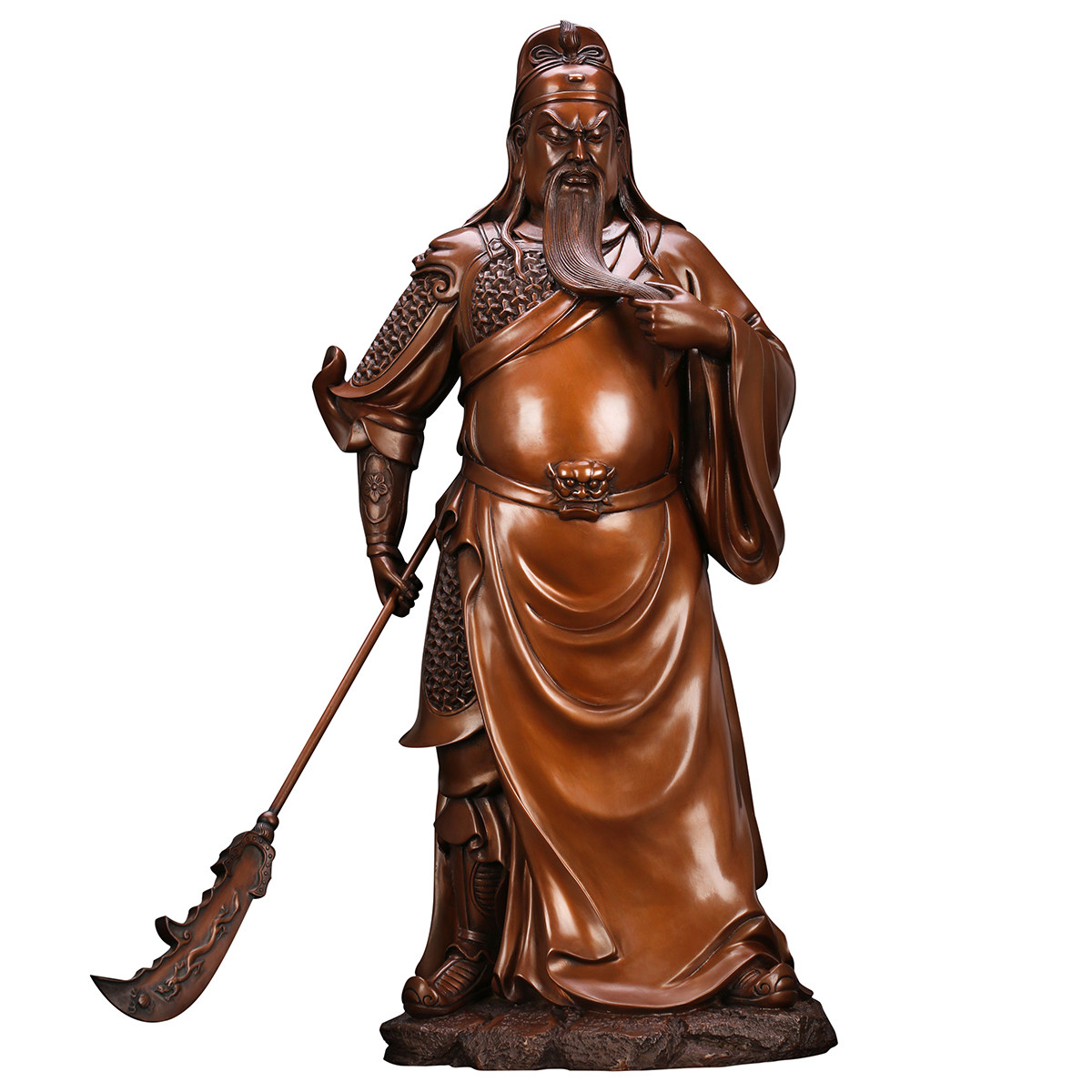 匠泽铜魂纯紫铜关公摆件佛像关二爷神像桌面关羽