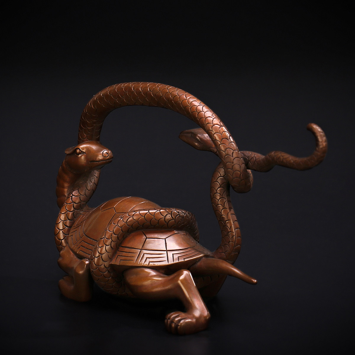 摆件匠泽铜魂纯紫紫铜神兽玄武四灵四方方位摆件