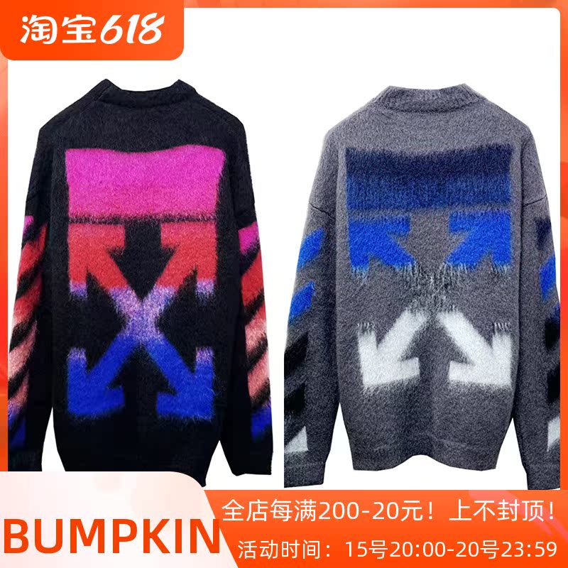 OFF-WHITE c/o VIRGIL ABLOH 19FW 渐变箭头灰色 黑色马海毛毛衣