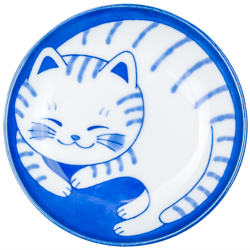 日本进口卡通猫咪蘸料碟调料碟寿司碟陶瓷小碟子可爱酱油味碟食碟