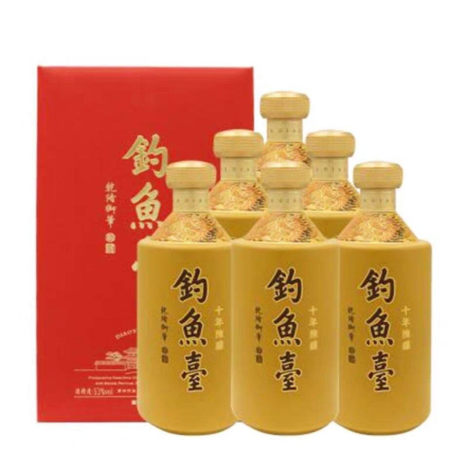 贵州钓鱼台十年陈酿53度500ml6瓶香型礼盒盒装国产白酒