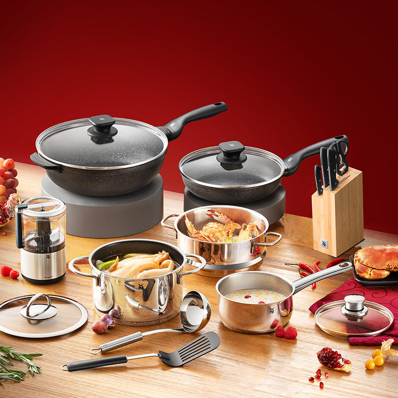 德国wmf厨具锅具套装全套家用不粘锅麦饭石炒锅组合电磁炉炊具刀