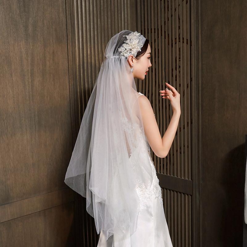 头纱新娘森系复古唯美发饰写真旅拍超仙网红头纱