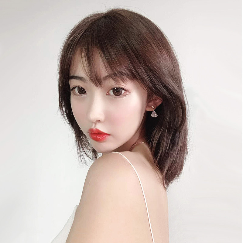 假发长发头套式齐不规则刘海骨发中长长直真人整顶假发