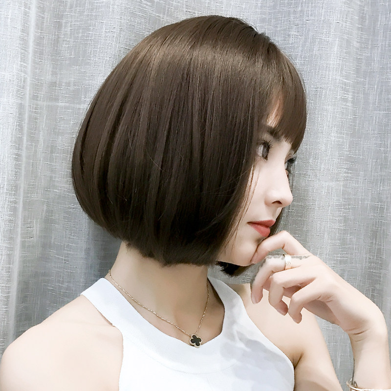 魅丝黛儿韩式侧分假发女短发 bobo头韩国气质修脸蓬松内扣短直发