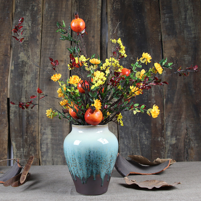 猫先生原创野趣仿真花套装石榴假花整体花艺摆件带花瓶乡野绢花