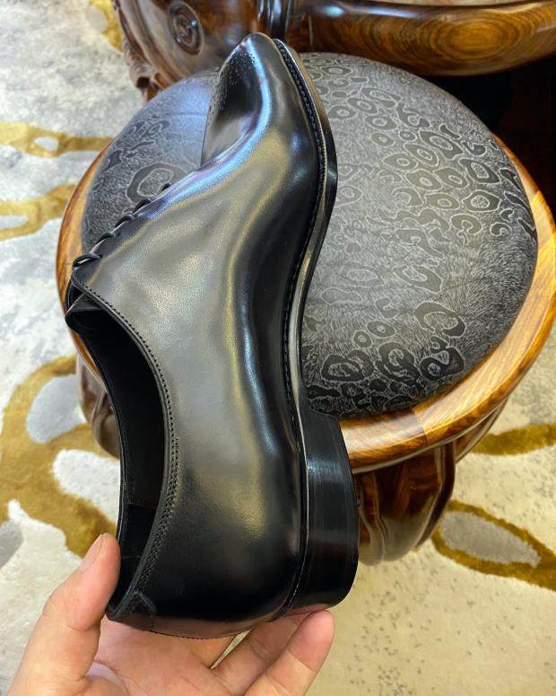 固伦男鞋简约牛津款整张新款固特异手工真小牛皮正装皮鞋