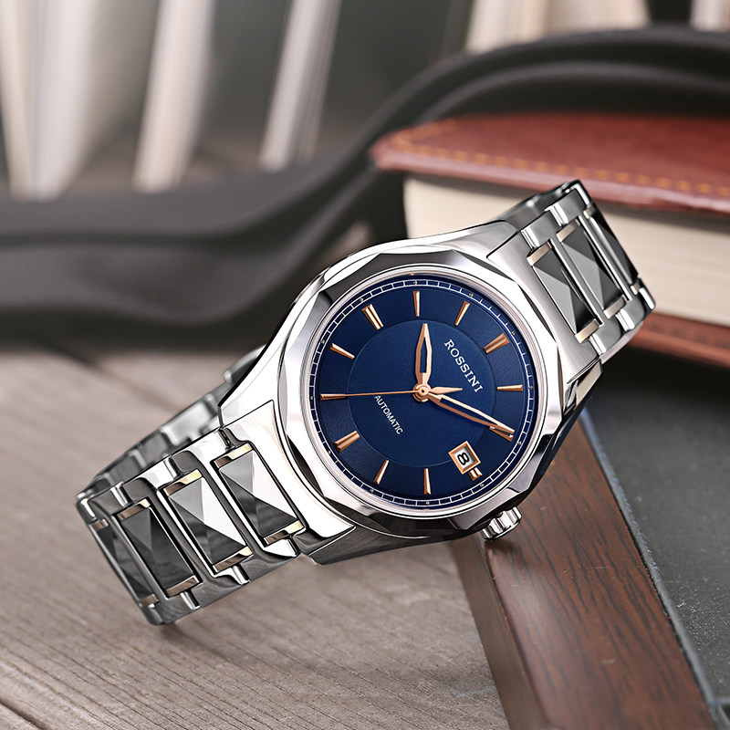 天猫 专柜同款罗西尼自动休闲钨钢机械表