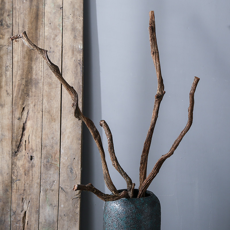 过江龙藤条树枝客厅禅意插花弯曲干枝装饰天然仿真花