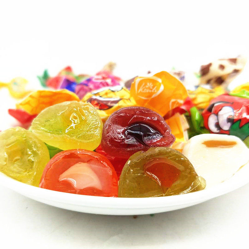 满包邮进口俄罗斯糖果罗尼夹心软糖250克康吉水果糖糖果