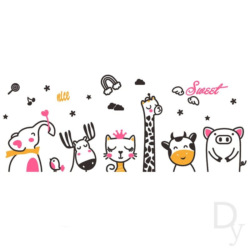 卡通动物3d立体贴画北欧儿童装饰沙发床头墙贴