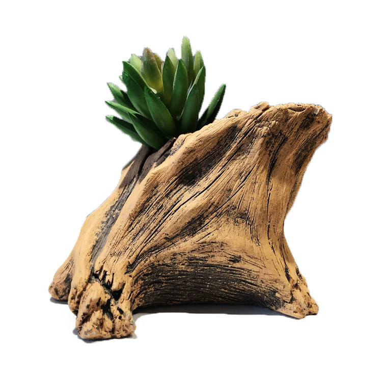 复古仿木木桩树根多肉花盆创意水泥花器绿植花盆