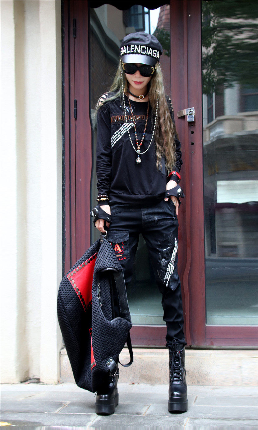 2021酷女孩穿搭街头潮黑暗系秋季酷风格显瘦时尚女装帅气两件套装